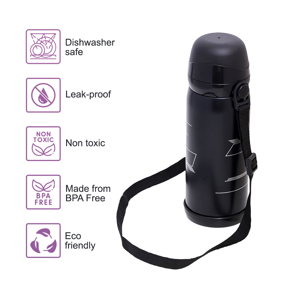 EAZY KIDS Insulated School Water Bottle - Black, 800ml