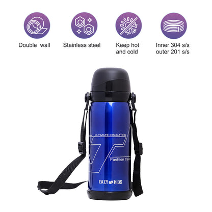 EAZY KIDS Insulated School Water Bottle - Blue, 800ml