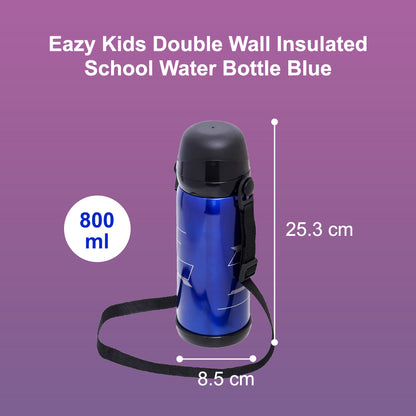 EAZY KIDS Insulated School Water Bottle - Blue, 800ml