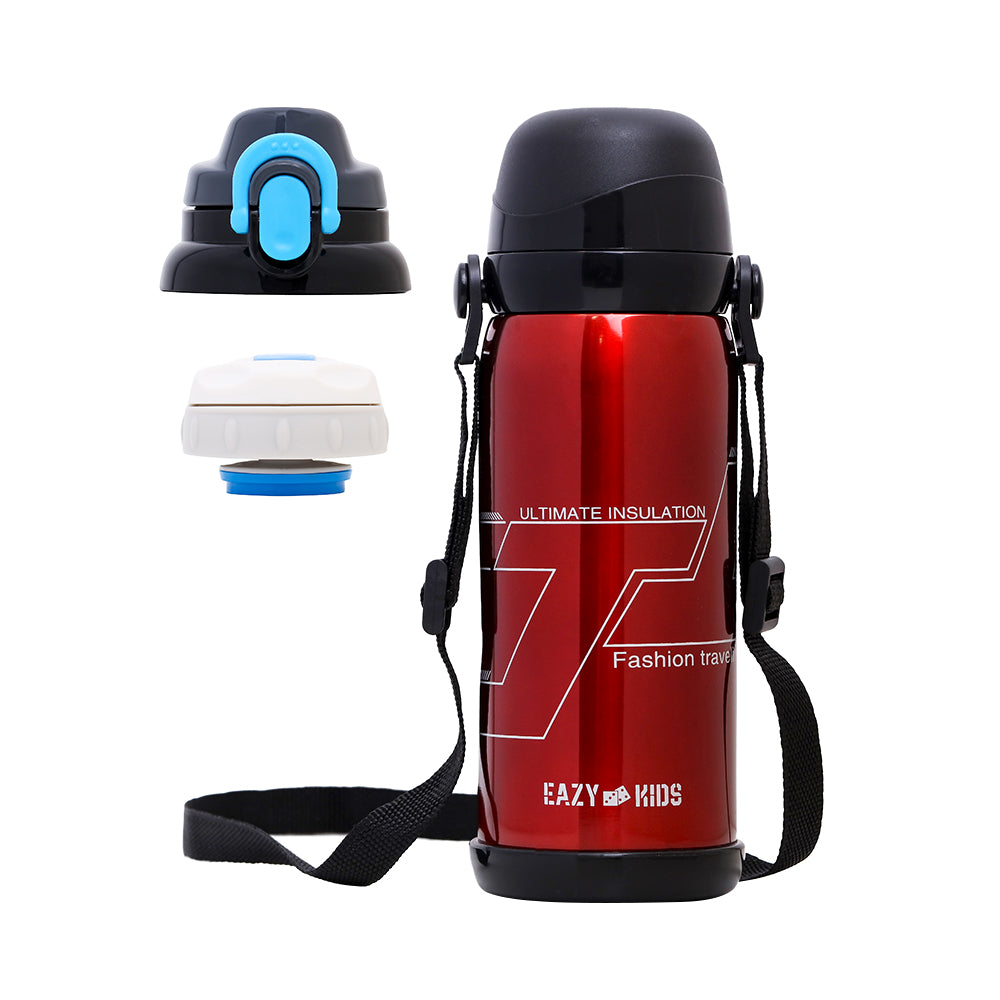 EAZY KIDS Insulated School Water Bottle - Red, 800ml