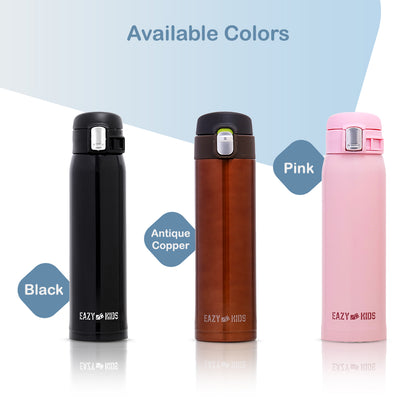 EAZY KIDS Insulated Travel Water Bottle - Black, 500ml