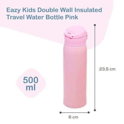 EAZY KIDS Insulated Travel Water Bottle - Pink, 500ml