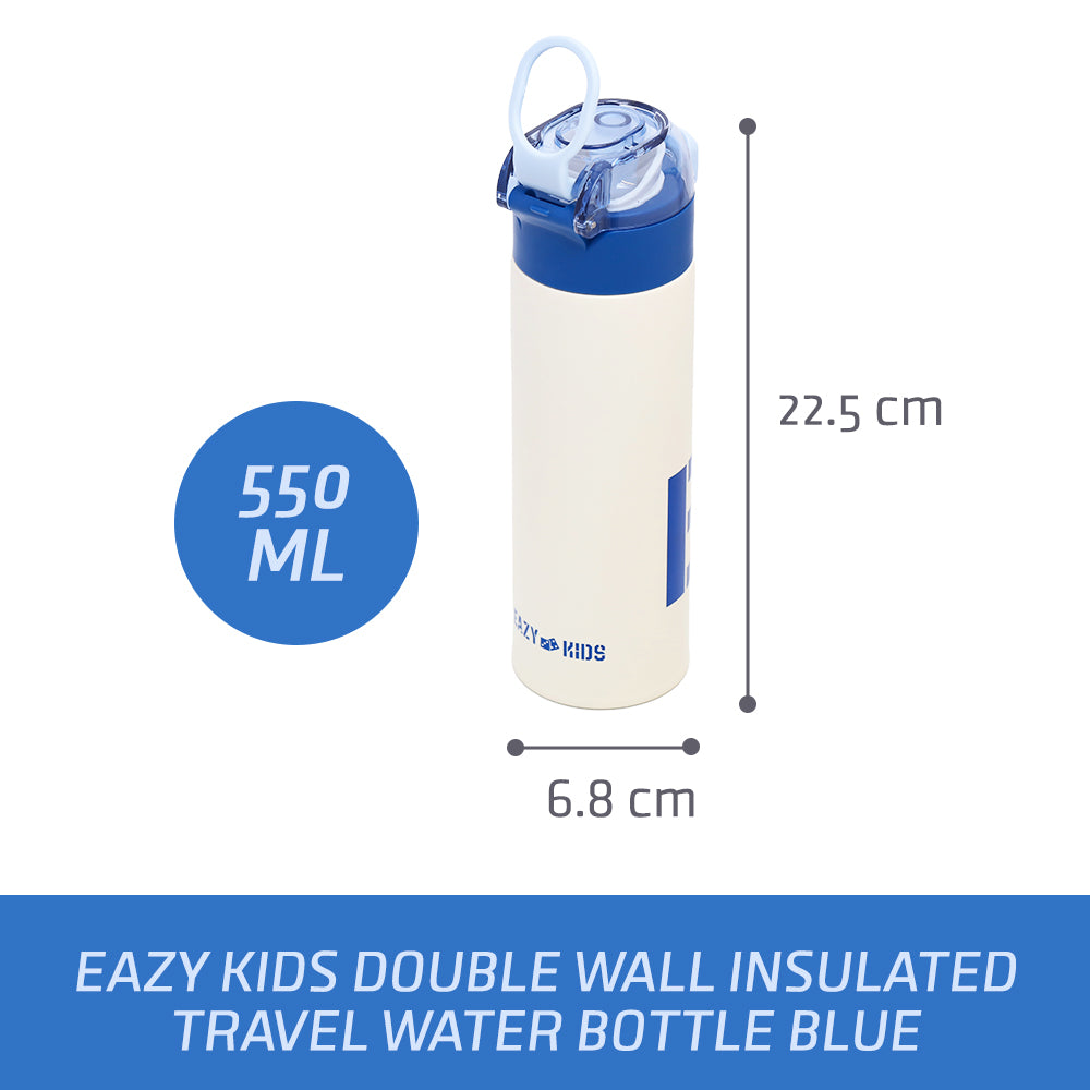 EAZY KIDS Insulated Travel Water Bottle - Blue, 550ml
