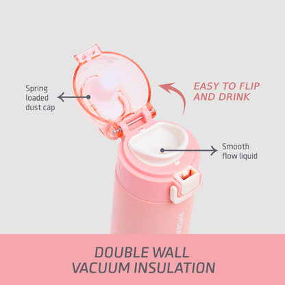 EAZY KIDS Insulated Travel Water Bottle - Pink, 550ml