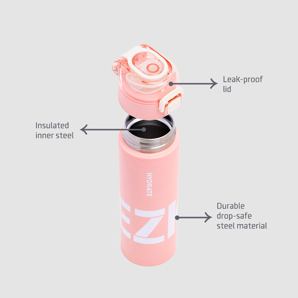 EAZY KIDS Insulated Travel Water Bottle - Pink, 550ml