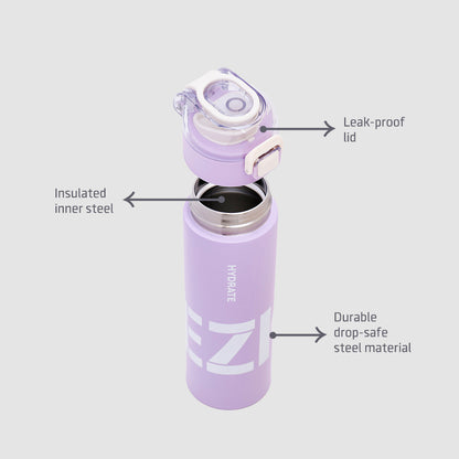 EAZY KIDS Insulated Travel Water Bottle - Purple, 550ml