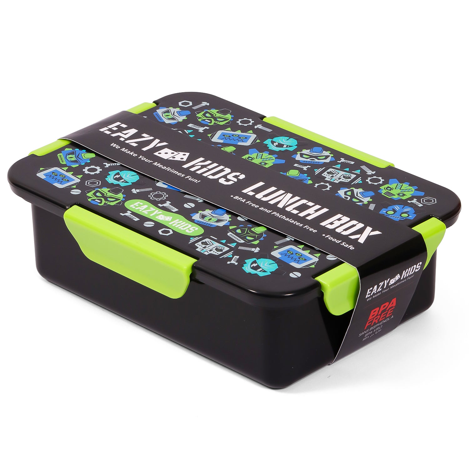 صندوق غداء بينتو قابل للتحويل من إيزي كيدز، 1/2/3/4 حجرات، الجيل Z - أسود، 850 مل