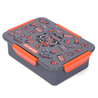 EAZY KIDS 1/2/3/4 Compartment Convertible Bento Lunch Box Dinosaur - Grey 850ml