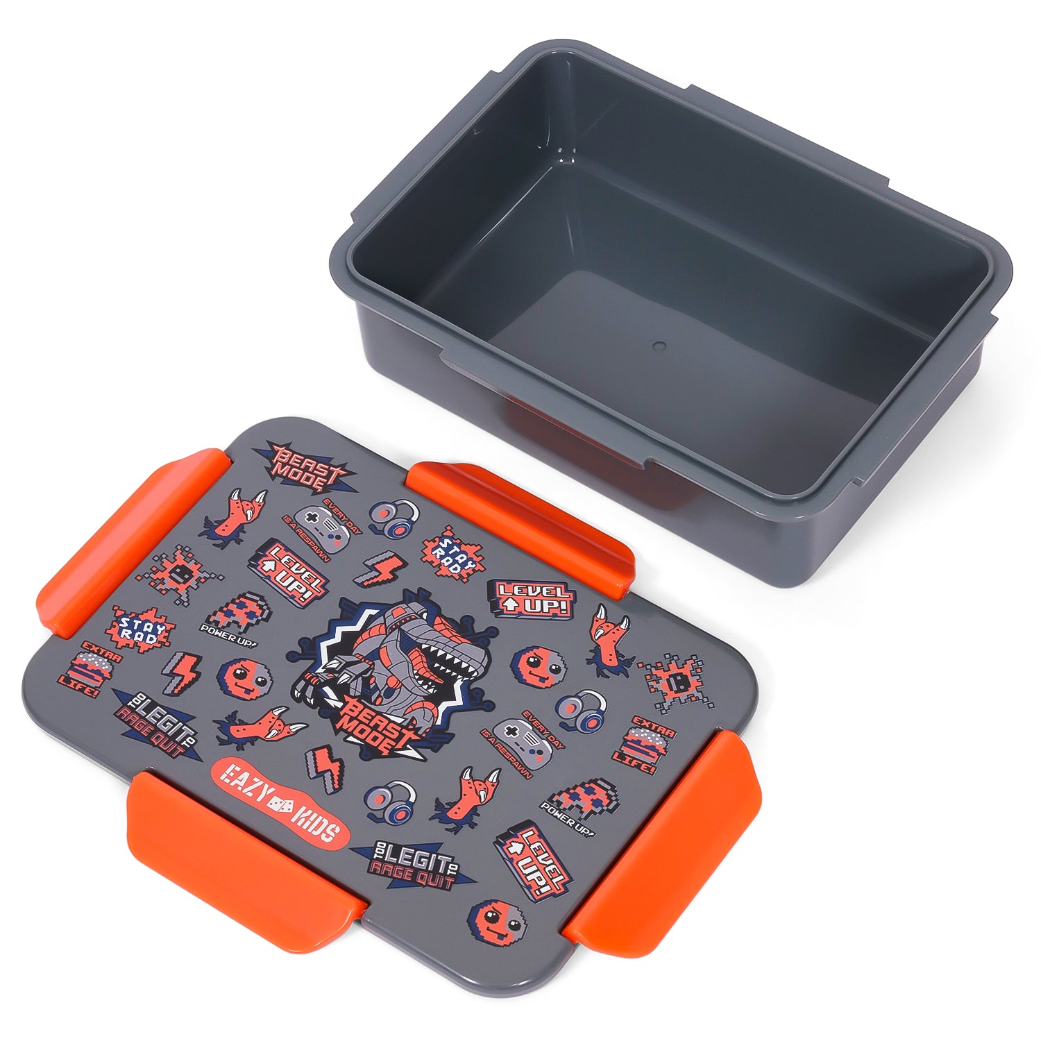 EAZY KIDS 1/2/3/4 Compartment Convertible Bento Lunch Box Dinosaur - Grey 850ml