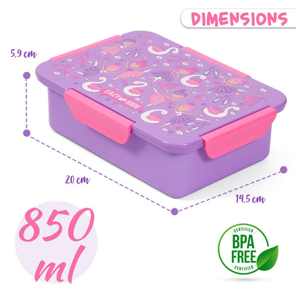 صندوق غداء بينتو قابل للتحويل من إيزي كيدز، 1/2/3/4 حجرات، استوائي - بنفسجي، 850 مل