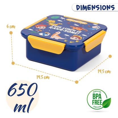 EAZY KIDS Lunch Box, T - Rex - Blue, 650ml