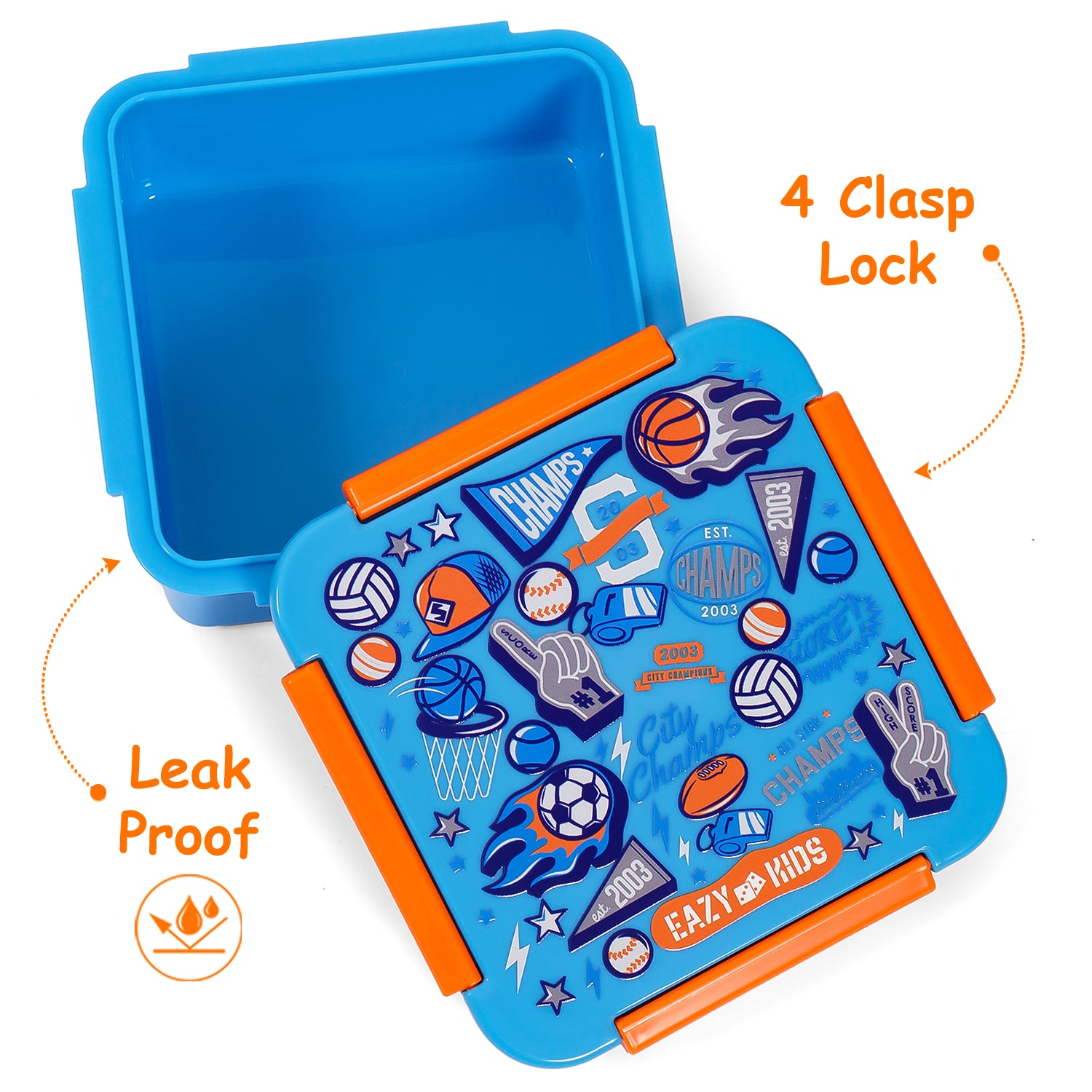 EAZY KIDS Lunch Box, Soccer - Blue, 650ml