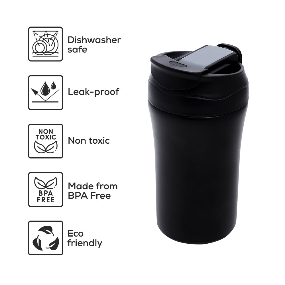 EAZY KIDS Insulated Tumbler Water Bottle - Black, 400ml