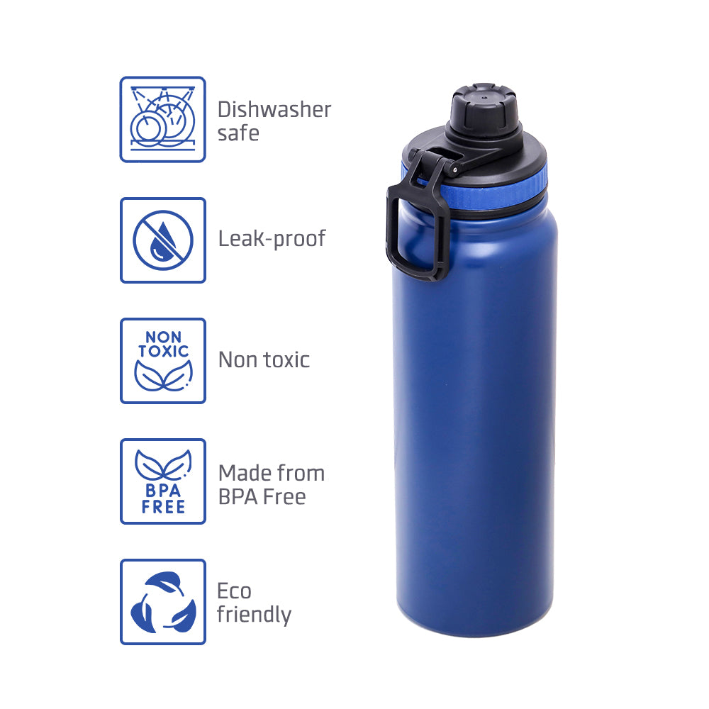 EAZY KIDS Insulated Tracking Water Bottle - Blue, 800ml