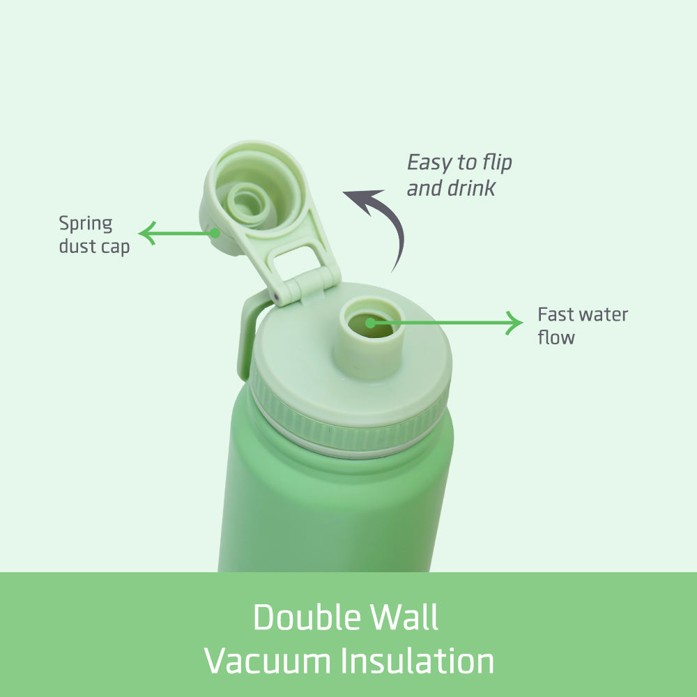 EAZY KIDS Insulated Tracking Water Bottle - Green, 800ml