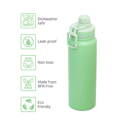EAZY KIDS Insulated Tracking Water Bottle - Green, 800ml