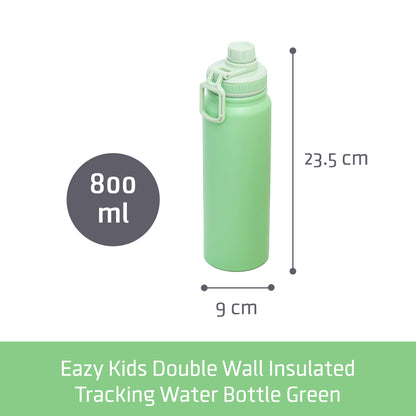 EAZY KIDS Insulated Tracking Water Bottle - Green, 800ml