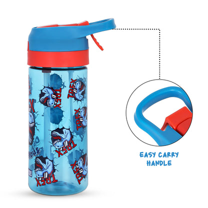 EAZY KIDS Tritan Water Bottle with Spray Dino, Blue, 420ml
