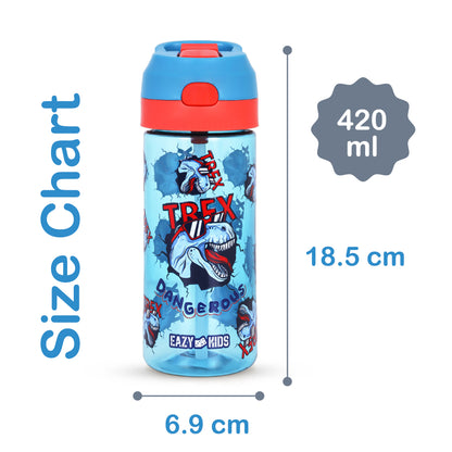 EAZY KIDS Tritan Water Bottle with Spray Dino, Blue, 420ml