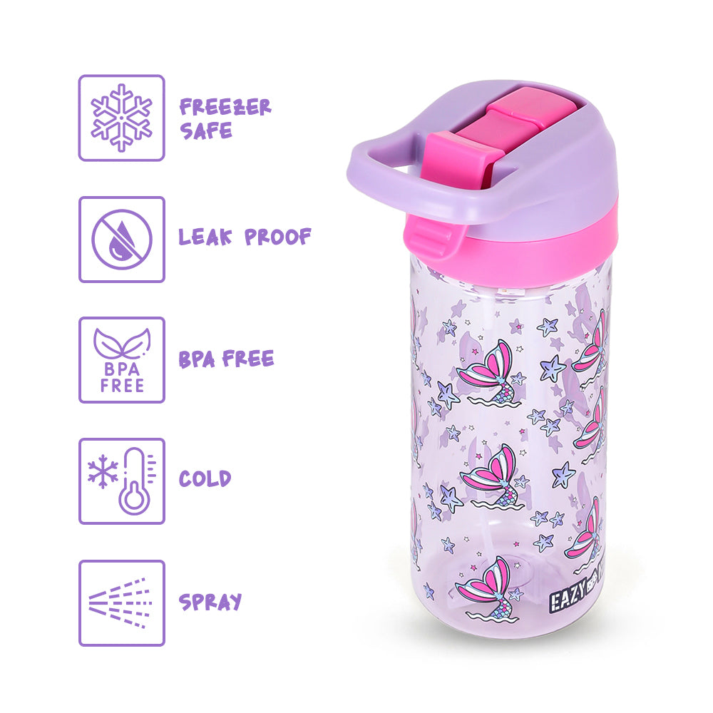 EAZY KIDS Tritan Water Bottle with Spray Mermaid Pink, 420ml