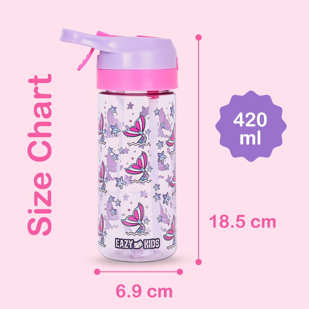 EAZY KIDS Tritan Water Bottle with Spray Mermaid Pink, 420ml
