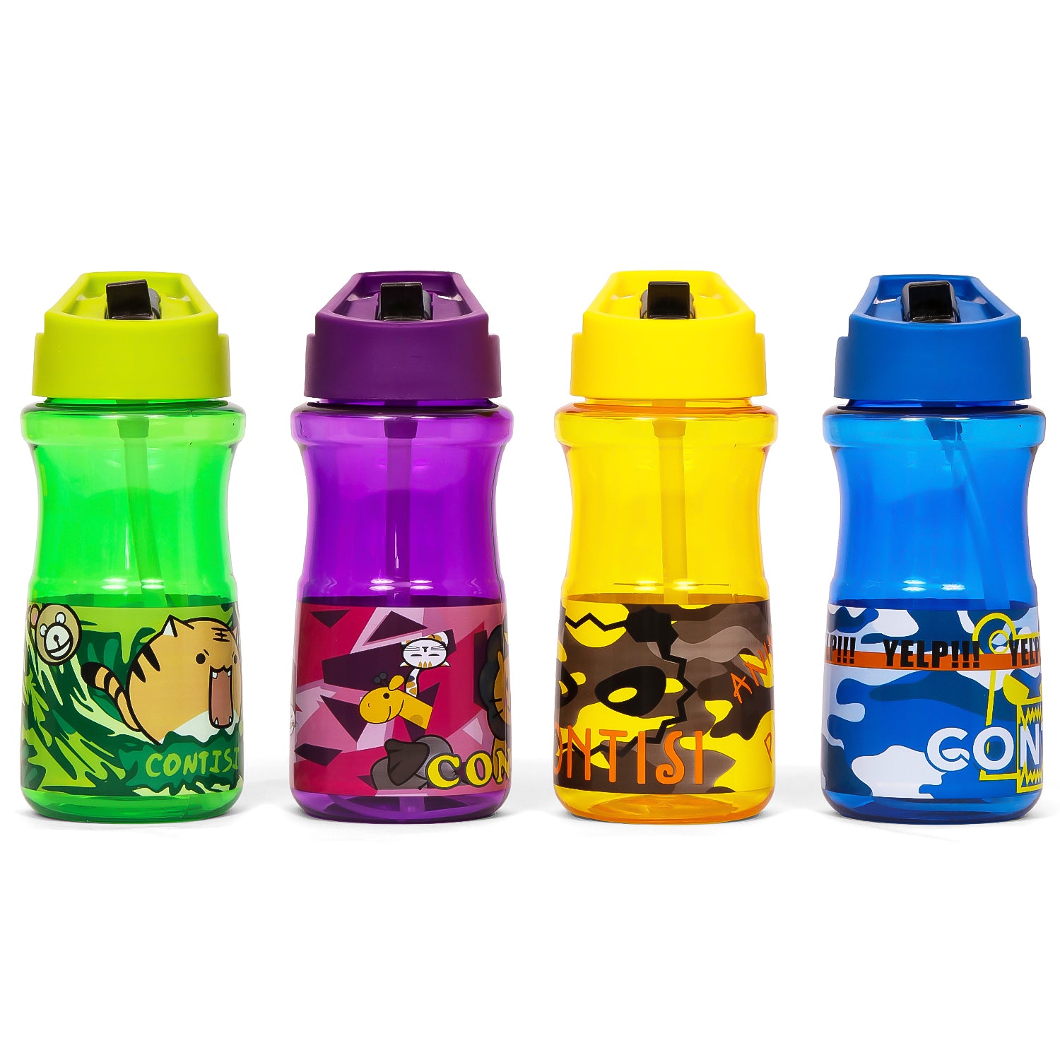 EAZY KIDS Water Bottle 500ml wt Straw - Blue