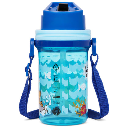 EAZY KIDS Water Bottle 500ml wt Straw - Blue