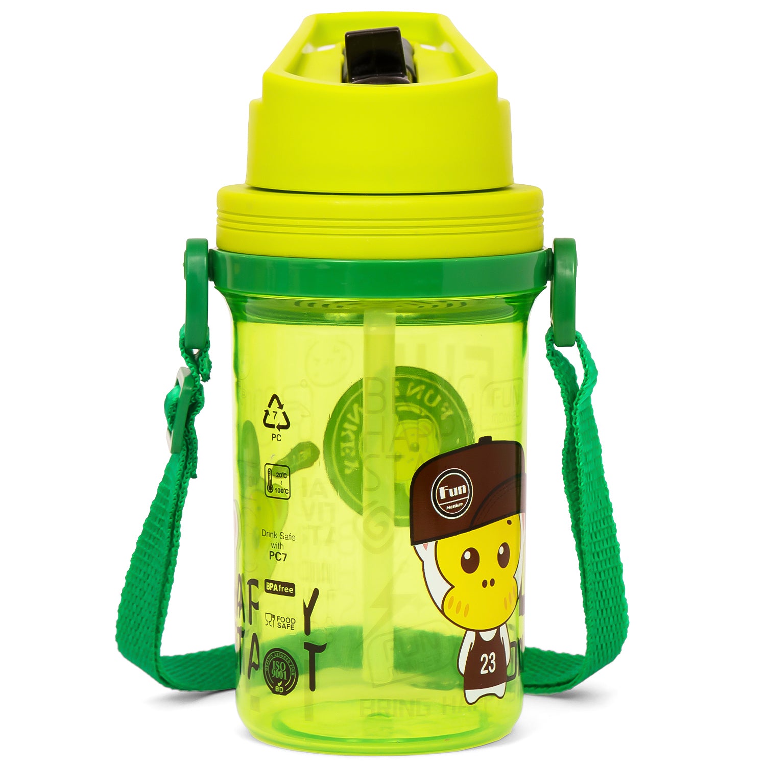 EAZY KIDS Water Bottle 500ml wt Straw - Green