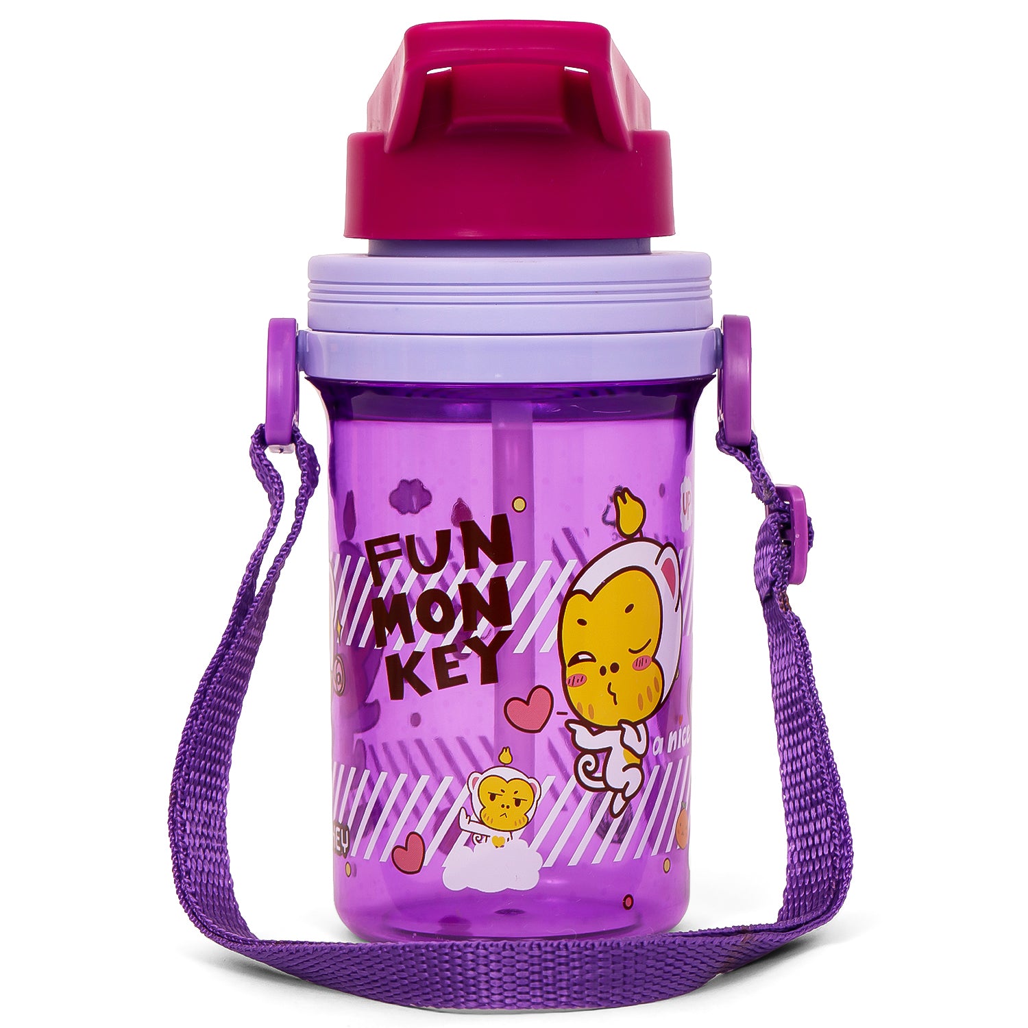 EAZY KIDS Water Bottle 500ml wt Straw - Purple