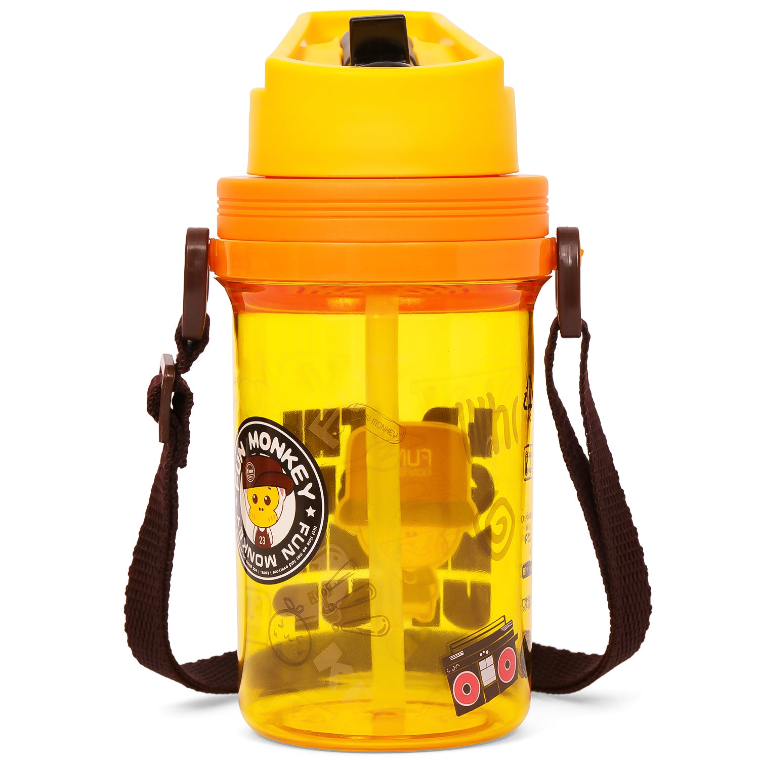 EAZY KIDS Water Bottle 500ml wt Straw - Yellow