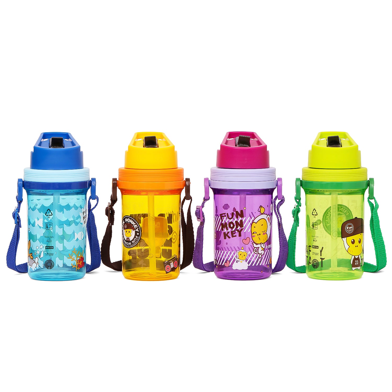 EAZY KIDS Water Bottle 500ml wt Straw - Yellow