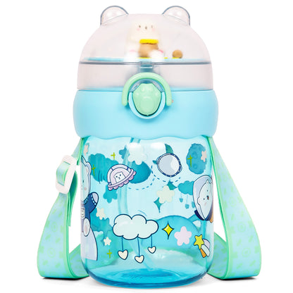 EAZY KIDS Water Bottle 580ml wt straw - Green