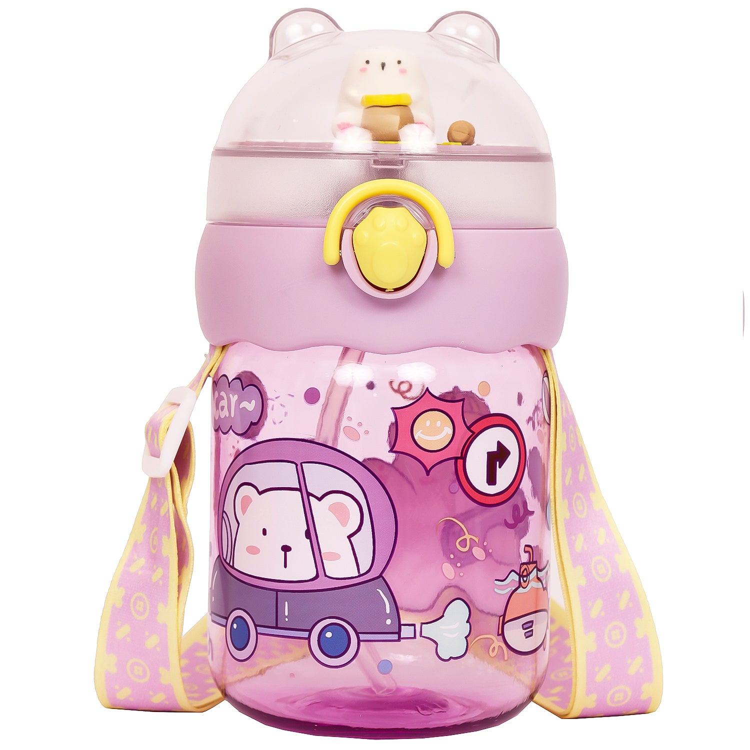 EAZY KIDS Water Bottle 580ml wt straw - Purple