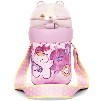 EAZY KIDS Water Bottle 580ml wt straw - Purple