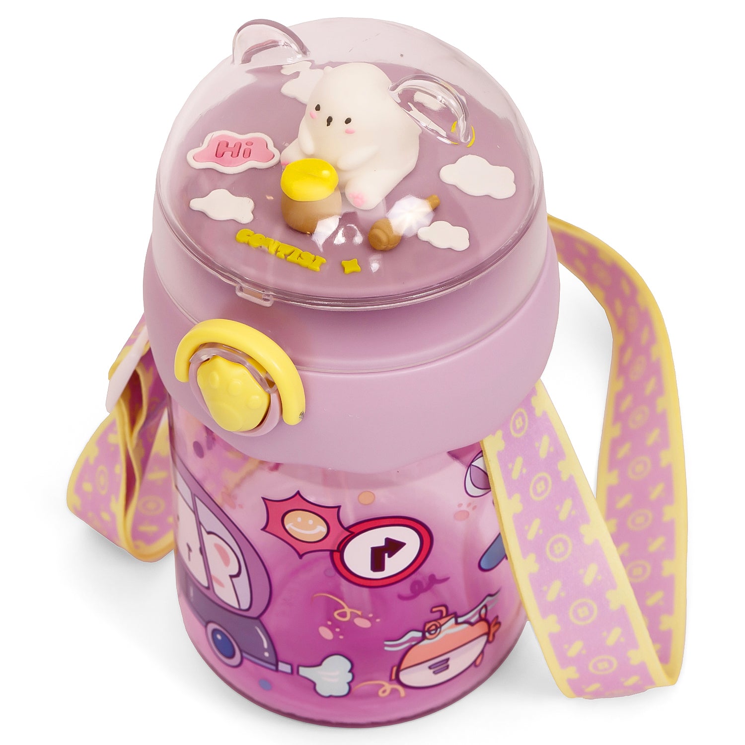 EAZY KIDS Water Bottle 580ml wt straw - Purple