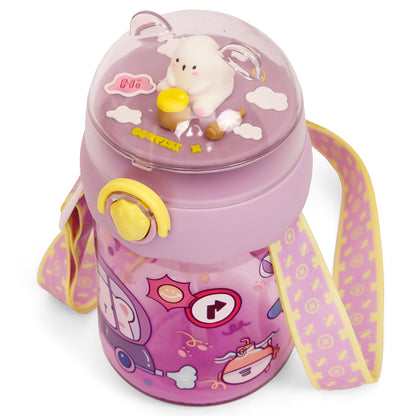 EAZY KIDS Water Bottle 580ml wt straw - Purple