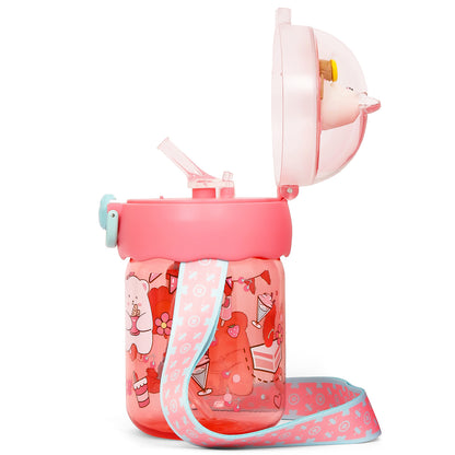EAZY KIDS Water Bottle 580ml wt straw - Rose Red