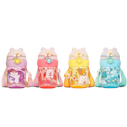 EAZY KIDS Water Bottle 580ml wt straw - Rose Red