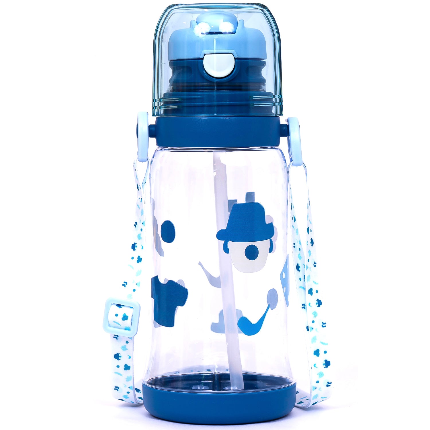 EAZY KIDS Water Bottle 600ml wt straw - Blue