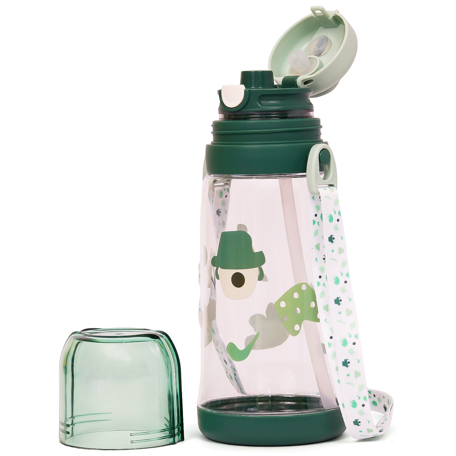 EAZY KIDS Water Bottle 600ml wt straw - Green