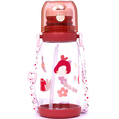 EAZY KIDS Water Bottle 600ml wt straw - Pink