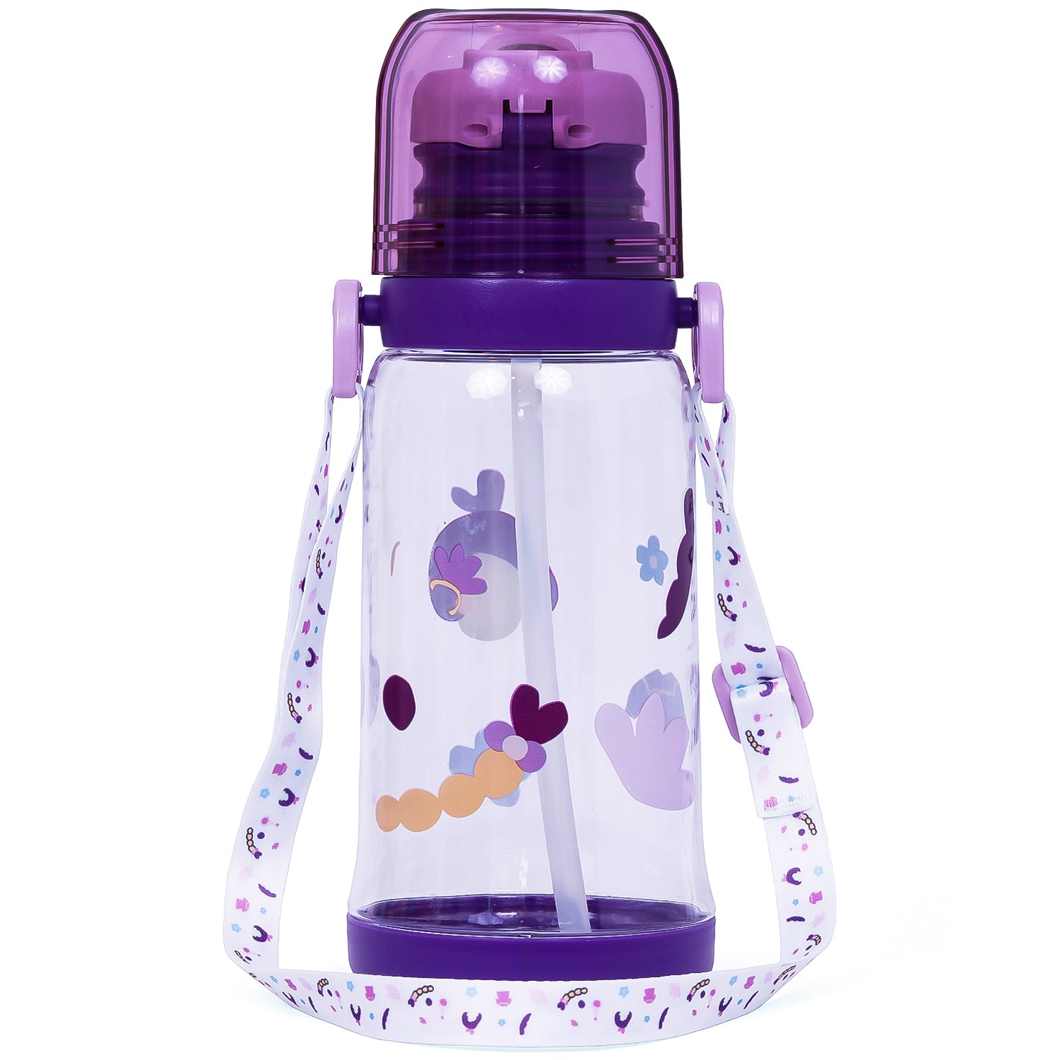 EAZY KIDS Water Bottle 600ml wt straw - Purple