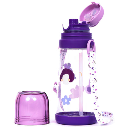 EAZY KIDS Water Bottle 600ml wt straw - Purple