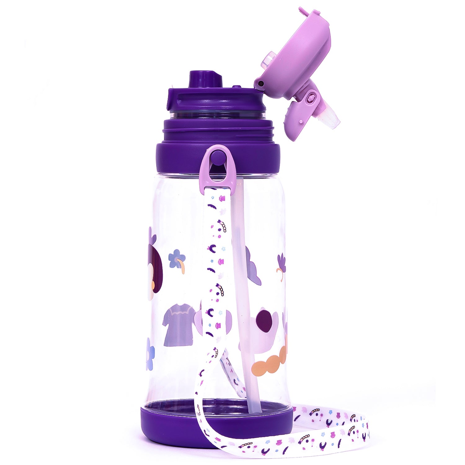 EAZY KIDS Water Bottle 600ml wt straw - Purple