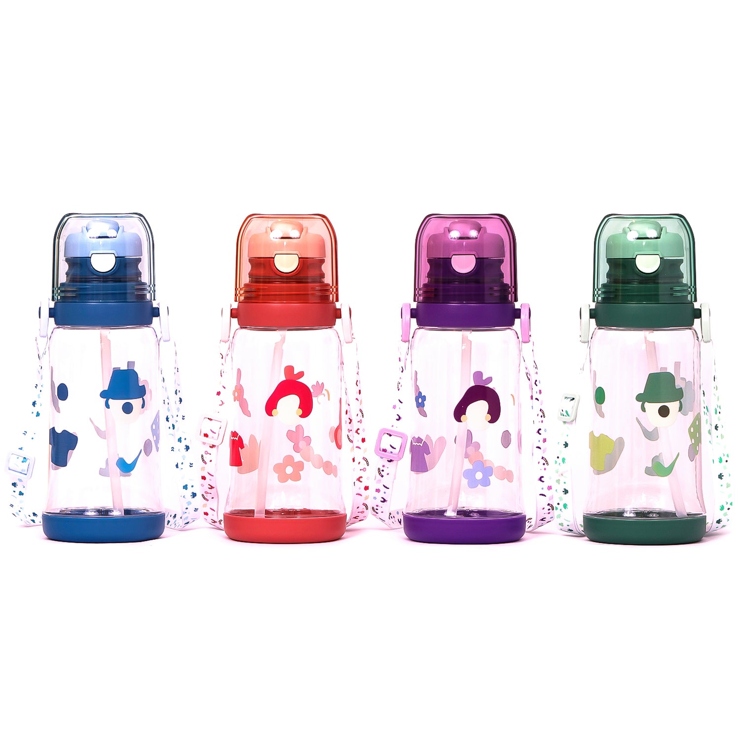 EAZY KIDS Water Bottle 600ml wt straw - Purple