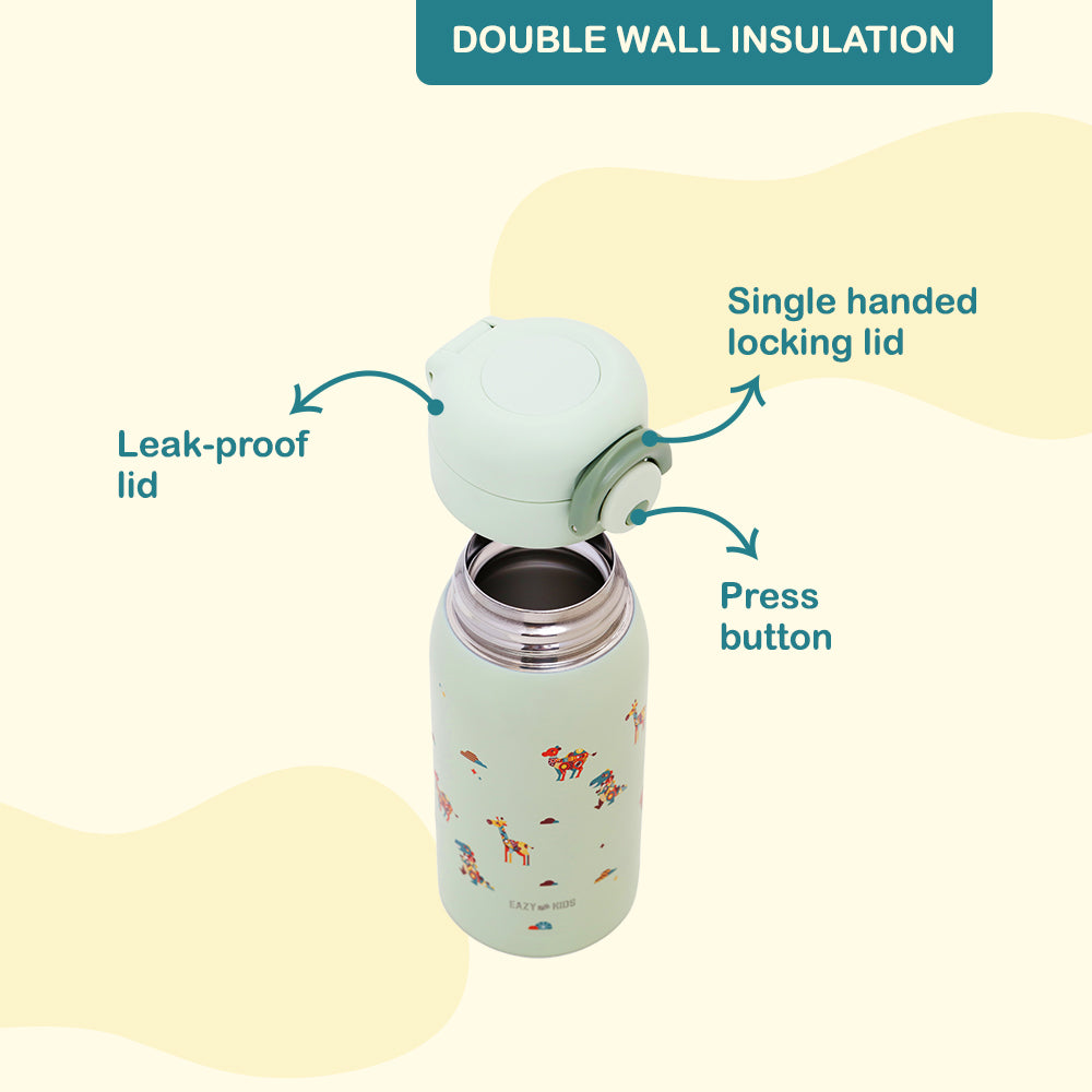 EAZY KIDS Insulated School Water Bottle - Green, 350ml