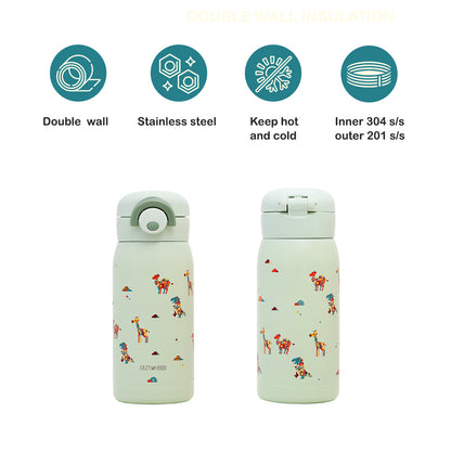 EAZY KIDS Insulated School Water Bottle - Green, 350ml