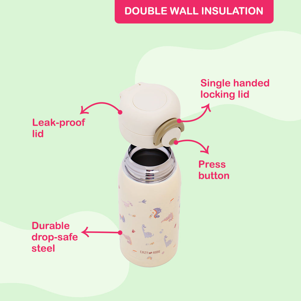 EAZY KIDS Insulated School Water Bottle - Ivory, 350ml