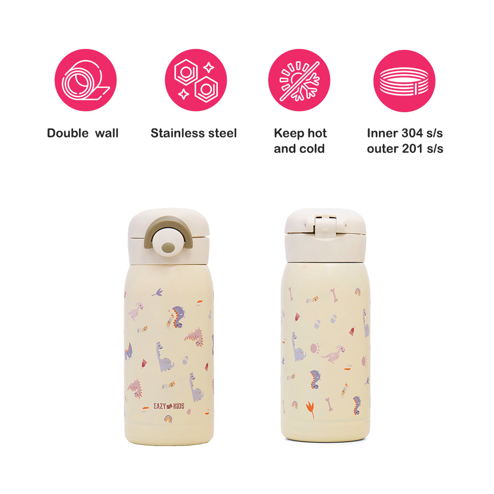 EAZY KIDS Insulated School Water Bottle - Ivory, 350ml