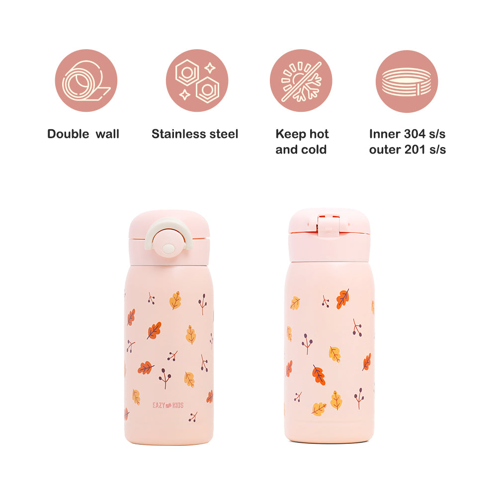 EAZY KIDS Insulated School Water Bottle - Pink, 350ml